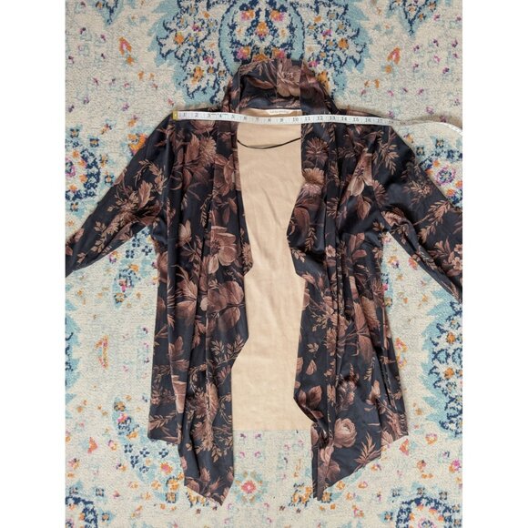 Soft Surroundings Shape Drape Faux Suede Jacket in Black and Brown Floral Multi - Picture 5 of 9
